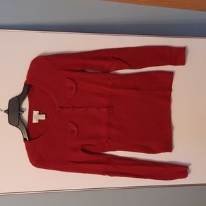 Ann Taylor ribbed knit cranberry red sweater